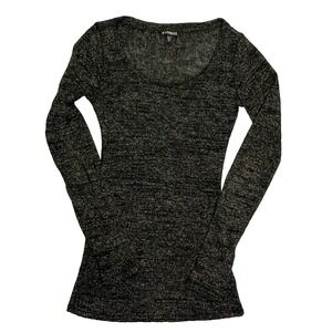 Women's Express Sheer Black And Gold Long Sleeve T Shirt Top Size XS